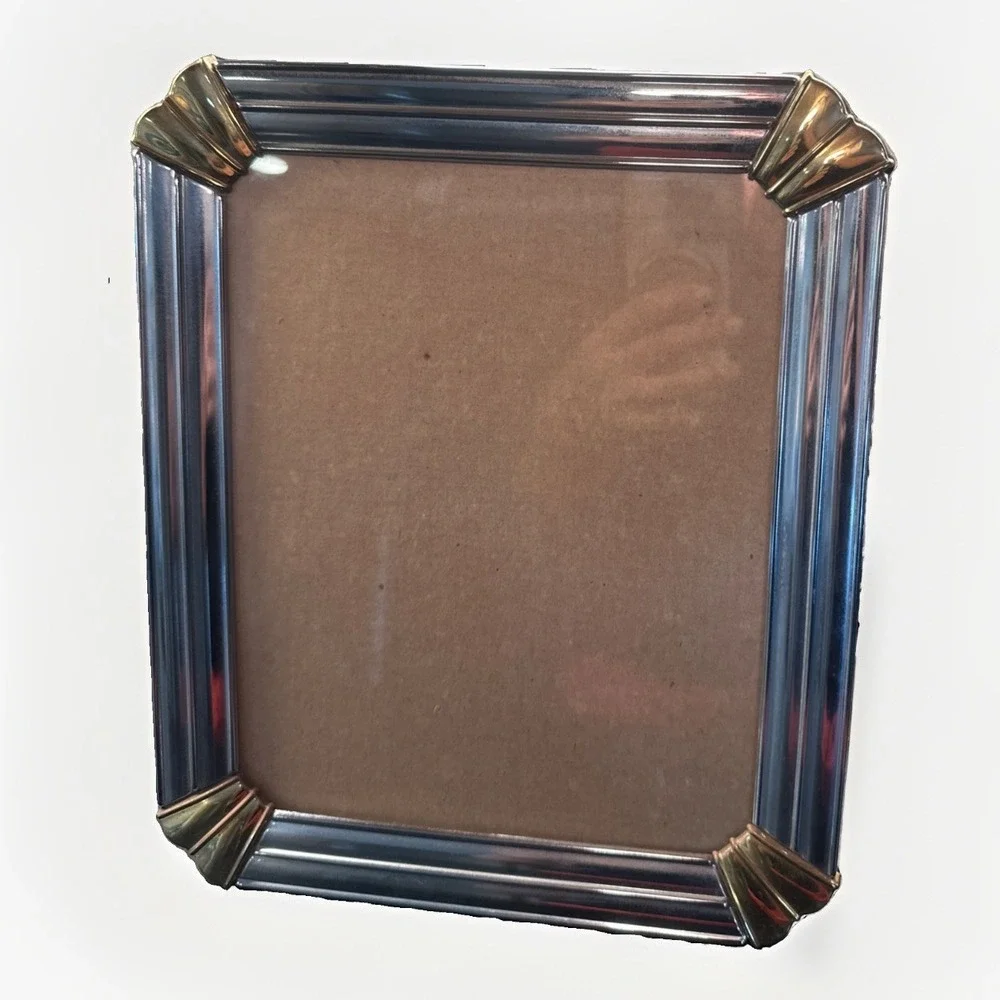 Vintage Art Deco Style Silver and Gold Tone Fan Corner Picture Frame 8 X 10